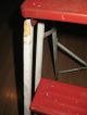 Vintage 1950`s Folding Metal 3 Step Ladder Stool - Red & White - Canada Primitives photo 7
