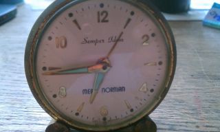 Rare Alarm Clock Semper Idem Merle Norman Brass Travel Glow N Dark Germany photo