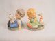 Vintage Pair Of Porcelain Boy And Girl Figurines With Dog And Duck - Cute Figurines photo 2