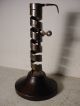 Antique French Wrought Iron & Wood Spiral Candlestick - Adjustable N°25 Primitives photo 8