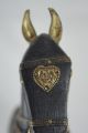 Vintage Chinese Black Wooden Horse Copper Brass Decor Horses photo 4
