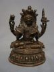 Fine Antique 15 - 17 Th Century Seated 4 - Armed Tibet Bronze Statue Tibet photo 1