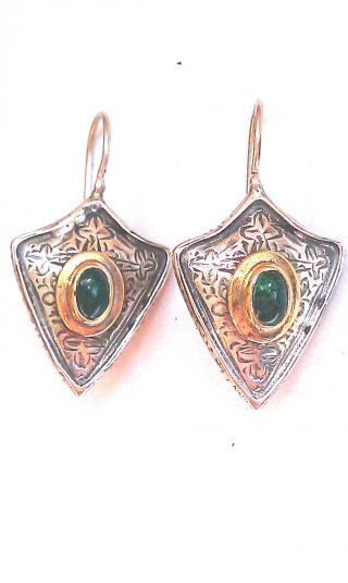Byzantine - Medieval Earrings - Sterling Silver/gold Plated Silver & Zircon photo