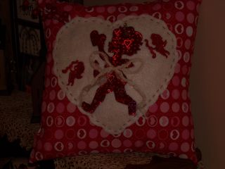 Primitive H.  M.  Valentine Throw Pillow/fabric/gift/ Decor/ Holiday photo