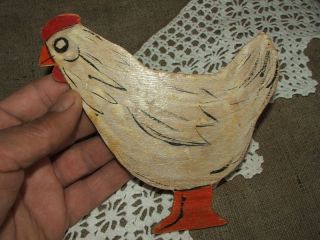Pre1940 Primitive Antique Plywood Hand - Painted Toy Hen photo
