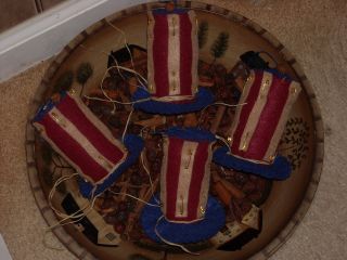 Primitive H.  M.  Patriotic Hats/ Fillers/ornies/fabric/gift/holiday photo