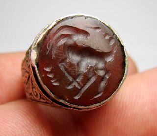 Matncat84 A Nomadic / Bedouin Silver Intaglio Ring Old Decoration H142 photo