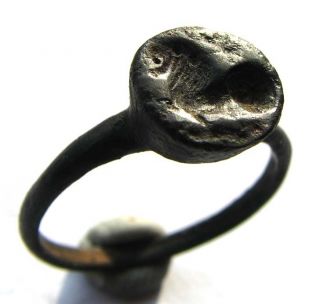 Uk Found Roman Bronze Seal Ring Horse To Bezel 2nd Century Ad photo