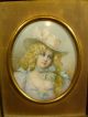 19th Century French Hand Painted Portrait Blond Bonneted Beauty In Period Frame Other photo 2