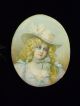 19th Century French Hand Painted Portrait Blond Bonneted Beauty In Period Frame Other photo 4