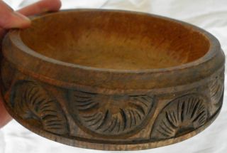 Rare European Antique Old 19th.  Century Art Carved Wood Bowl photo