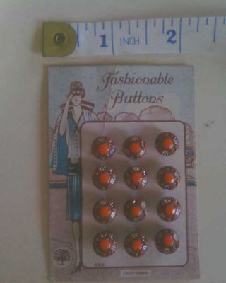 Vintage Czechoslovakia Glass Buttons On Card. photo