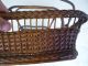 Fine19c Victorian Handwoven Wicker Sewing Basket Table 1800-1899 photo 5
