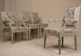 Fine & Rare Set Four French Louis Xvi Parlor Chairs,  Pierre Bernard C.  1766 - 80 photo