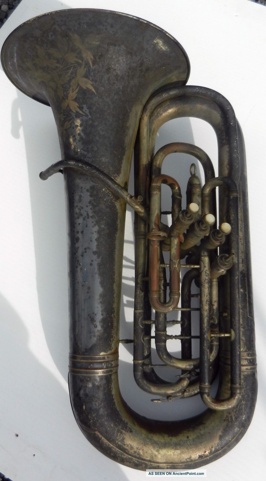 Antique Four Valve Tuba / Baritone C C Conn Elkhart Horn Brass photo