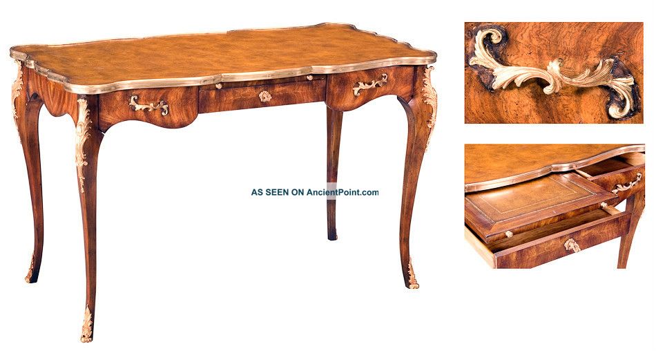 Ladies Louis Iv French Desk Leather Top Solid Walnut Celejeria Overlay New Frshp 1800-1899 photo