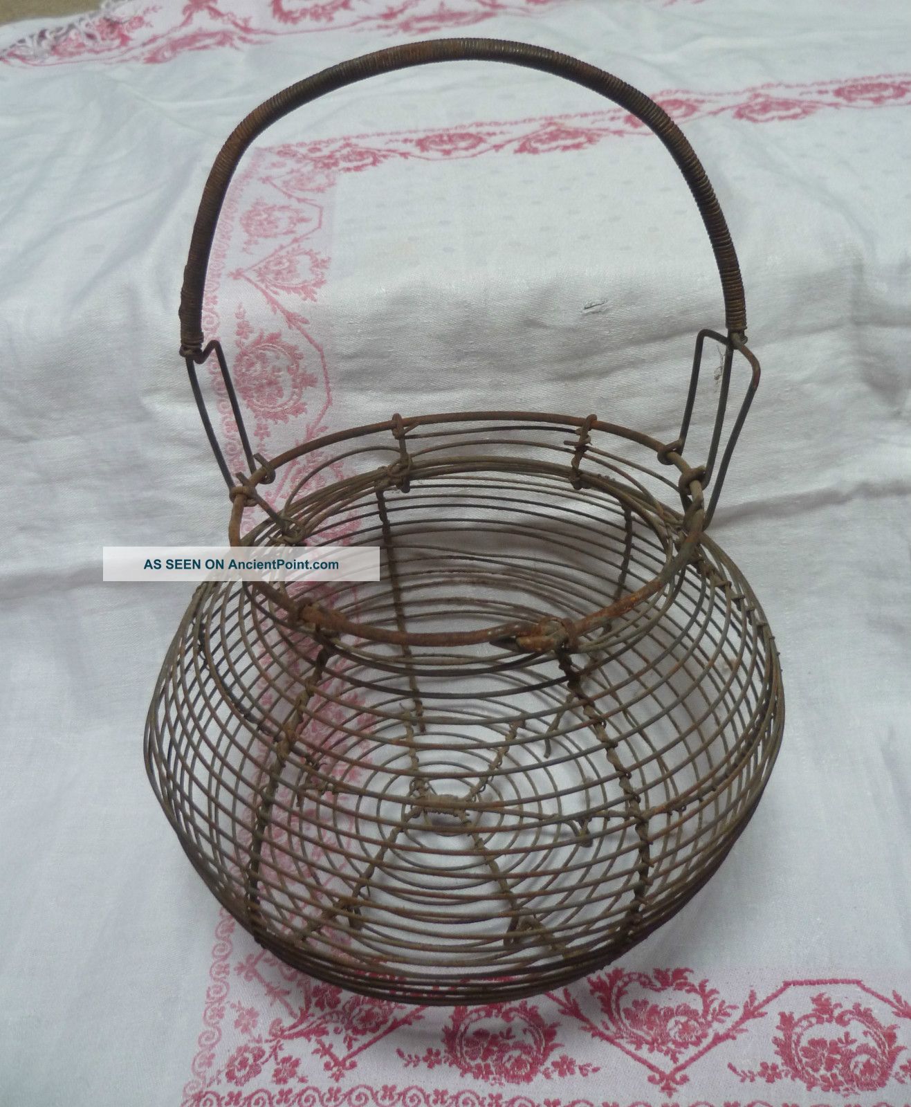 Antique French Shabby Wireware Egg / Salad Basket Metalware photo