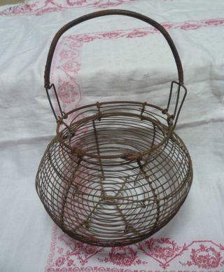 Antique French Shabby Wireware Egg / Salad Basket photo