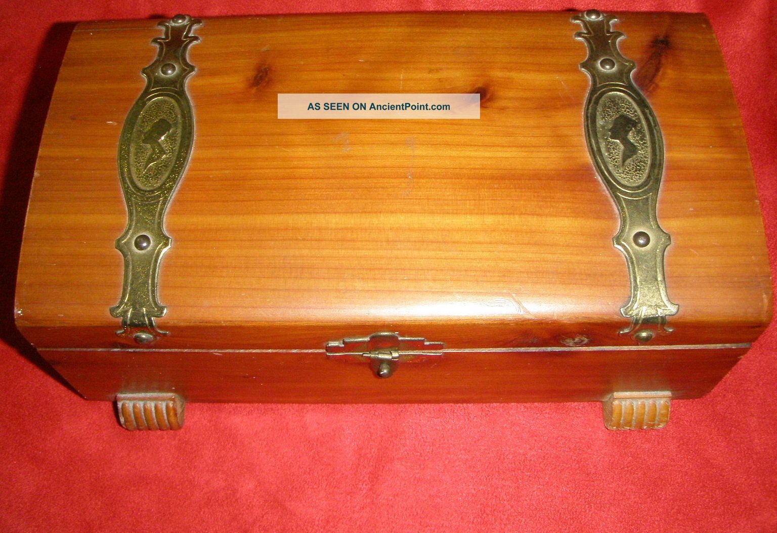 Very Unique Art Deco Cedar Box With Brass Hardware And Claw Feet Boxes photo