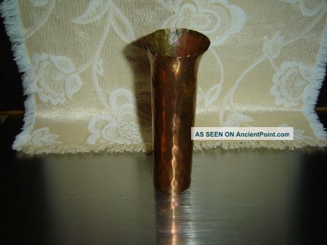 Paul Beau ? Arts & Crafts Movement Hand Hammered Brass & Copper Vase Metalware photo