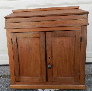 Antique Early Walnut Collectors Cabinet Jewelry Box Spice Drawers 1860s Chest photo
