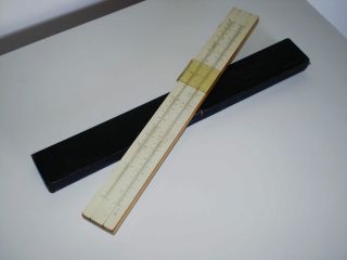 Antique Vtg Albert Nestler Nº 5 Wood Slide Rule W/case photo