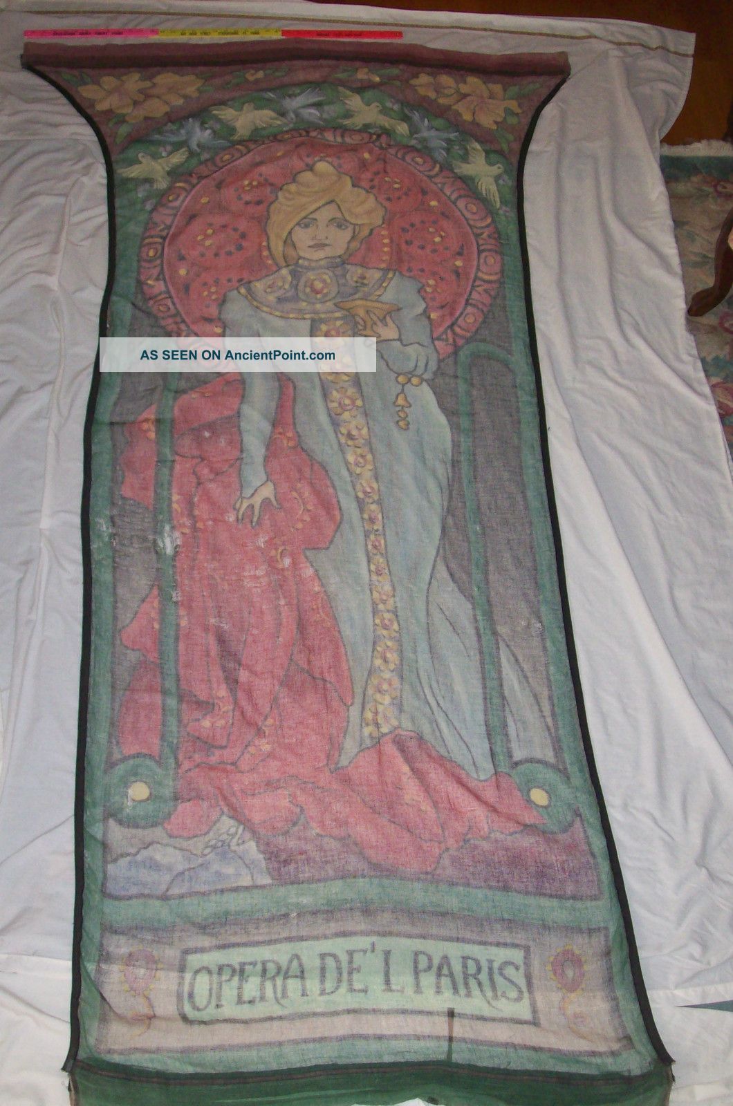 Opera De ' L Paris - Hand Painted & Signed Poster - Banner Rare Art Deco photo