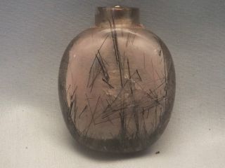 A Fine Chinese Rock Crystal Snuff Bottle With Tormaline Needles 19thc photo