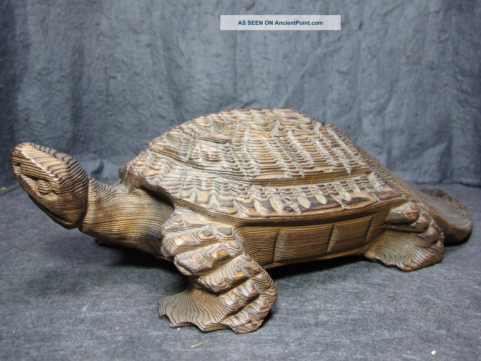 Japanese Antique Wooden Statue Of Tortoise Symbol Of Longevity　loggerhead Statues photo