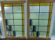 Antique Stained Glass Windows Transom Pair Leaded Vintage Art Deco Geometric Pre-1900 photo 5