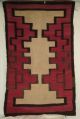 Antique C1885 - 1910 Navajo Red Black Brown & Neutral Tone Geometric Weaving Rug Native American photo 5