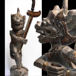 Keris Holder Hanuman Bali Kris Pusaka Old Tribal Art Statue Sword Java Indonesia photo