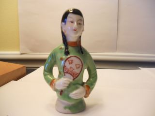 Antique Pincushion Half Doll Oriental Mandarin Look Girl/man Made In Japan photo