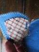 Antique Early Folky Heart Shaped Roller Printed Linen Pin Keep Aafa Primitives photo 5