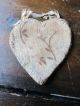Antique Early Folky Heart Shaped Roller Printed Linen Pin Keep Aafa Primitives photo 6