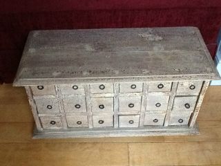Early Old Paint 18 Drawer Apothecary Cupboard photo