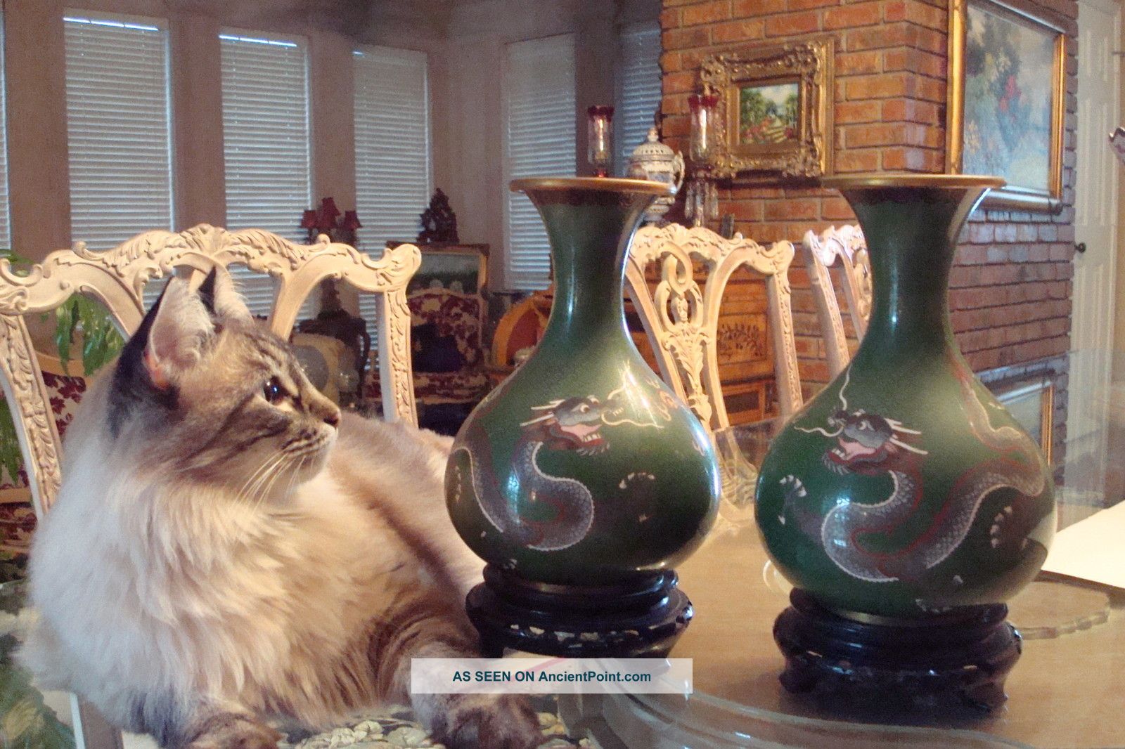 Antique Pair Of Dragon Cloisonne Vases Fine Antiques Vases photo