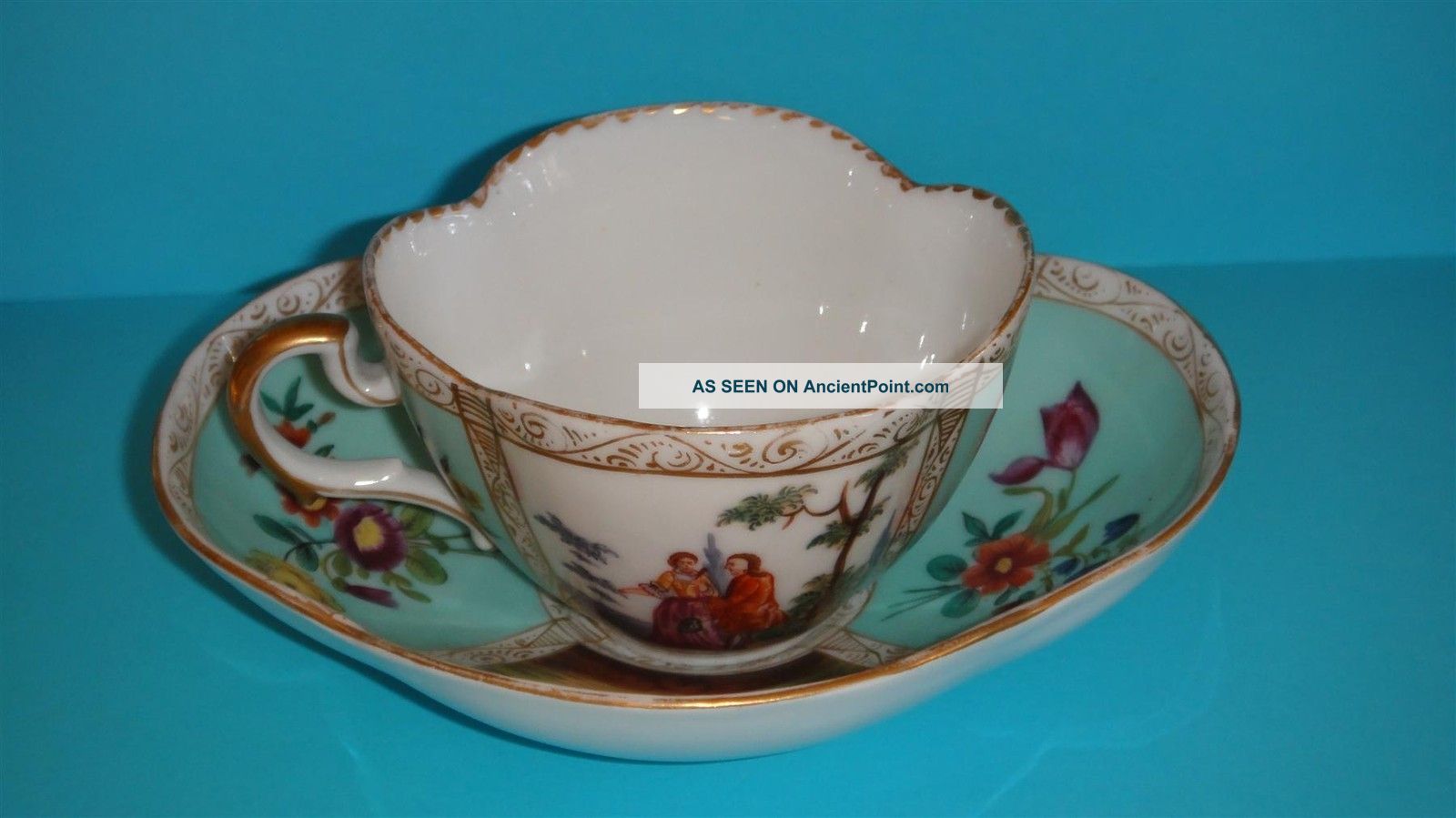 Antique Helena Wolfsohn Dresden Fine Porcelain Hand Paint Cup Saucer German Cups & Saucers photo