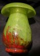 French Cameo Glass Art Deco Vase Schneider Mushroom Red Green France Paris Vases photo 7