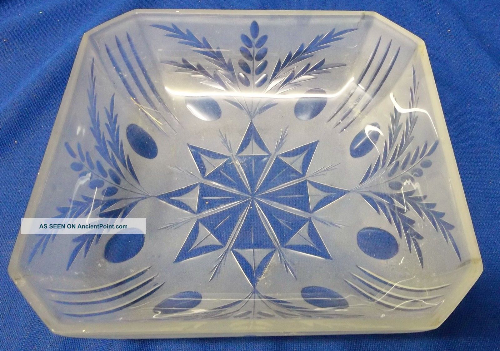 Antique Late 19th Century American Cut Satin Art Glass Bowl Outstanding Bowls photo