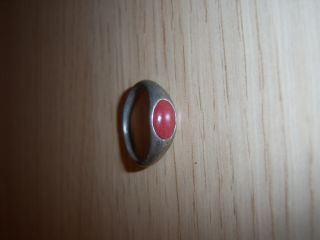 Roman Silver Ring With Red Enameling To Bezal Small Size photo