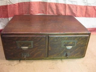 Antique Oak File Card Cabinet Two Draw Marcey Wernicke Co.  Library photo