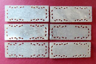 Six 19th Century Chinese Engraved Mother Of Pearl Gaming Tokens Counters (10) photo