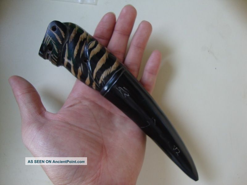 Classic And Perfect Thai Amulet Buddha Sheep Horn Carving Tiger Amulets photo