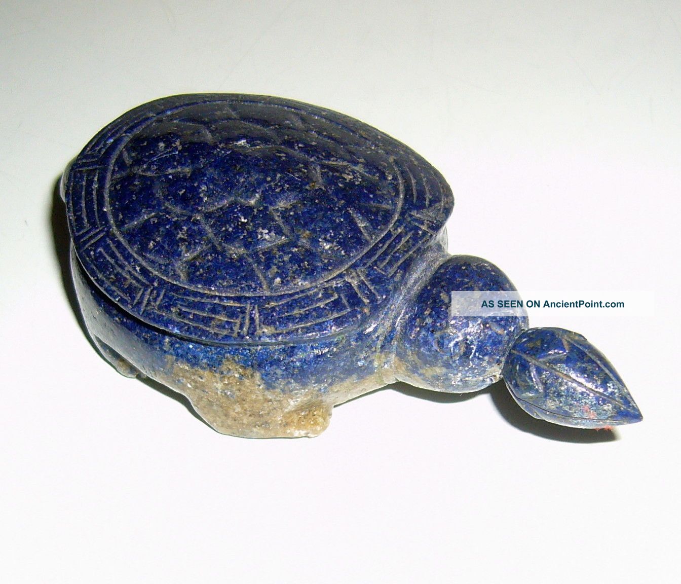 Antique Hand Carved Blue Lapis Lazuli Lay Down Turtle Snuff Bottle Snuff Bottles photo