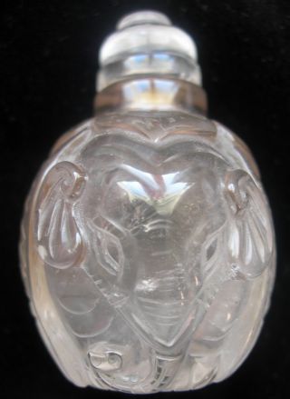18th/19th Century Chinese Carved Rock Crystal ' Elephant ' Snuff Bottle. photo