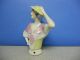 Antique German Pincushion Half Doll Fashion Lady Hand On Hat Yellow & Pink Pin Cushions photo 1