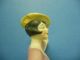 Antique German Pincushion Half Doll Fashion Lady Hand On Hat Yellow & Pink Pin Cushions photo 3