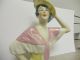 Antique German Pincushion Half Doll Fashion Lady Hand On Hat Yellow & Pink Pin Cushions photo 8