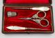 Antique Victorian Sterling Silver Mother Of Pearl Sewing Set Box Tools, Scissors & Measures photo 2